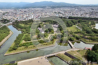 Landscape visible from the tower Goryokaku. Stock Photo