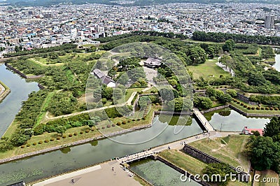Landscape visible from the tower Goryokaku. Stock Photo