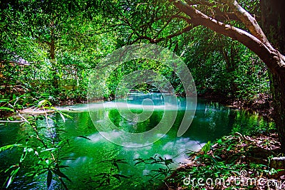 Landscape Waterfall Than Bok Khorani. Thanbok Khoranee National Parklake, nature trail, forest, mangrove forest, travel nature, Stock Photo