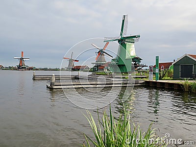 Landscape windmills panoramic travel destination Stock Photo