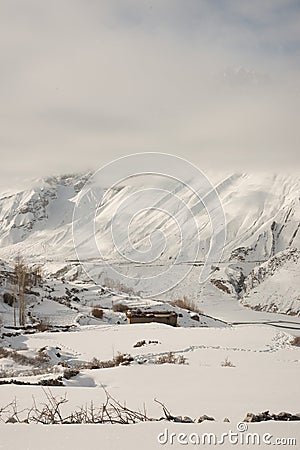 Landscape in winter in himalayas - india Stock Photo