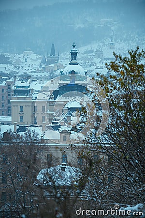 landscape in winter in Prague, Czech Republic Stock Photo