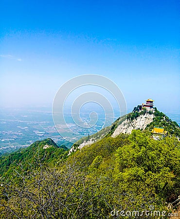 Panoramic view of Wutai Mountain and Dongshan mountain in Shaanxi, China. Stock Photo