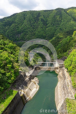 Landscape of Yahagi Hydroelectric Power Plant Stock Photo