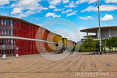 Landscape from Zaragoza Expo in Spain with modern architecture Editorial Stock Photo