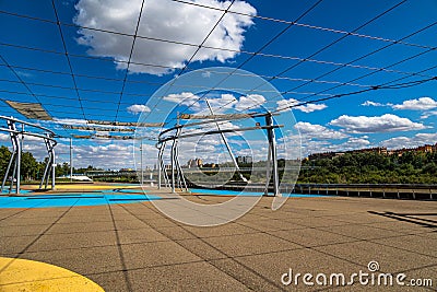 Landscape from Zaragoza Expo in Spain with modern architecture Stock Photo