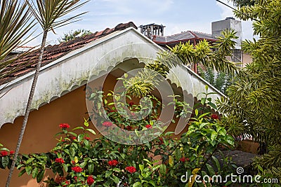 Landscaped flower garden Stock Photo