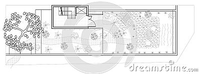 Landscaped garden plan Stock Photo