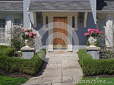 Landscaped house front Stock Photo