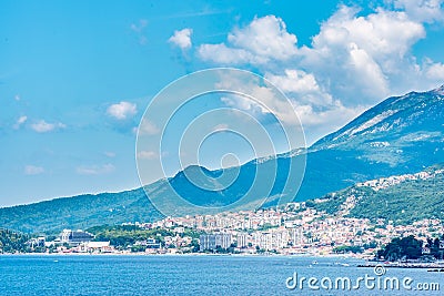 Landscapes of the Kotor fjord on its way out to the Adriatic Sea Stock Photo