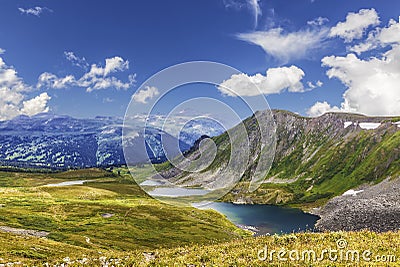 Landscapes Mountain Altai. Ayrykskie lakes, Russia Stock Photo