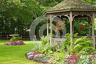 Landscaping gazebo in park Stock Photo