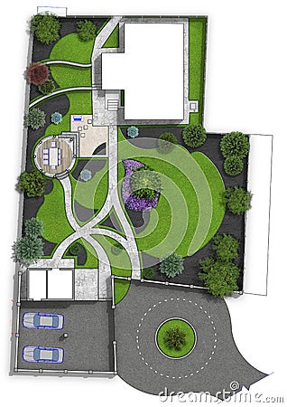 Landscaping master plan, 2d illustration Stock Photo