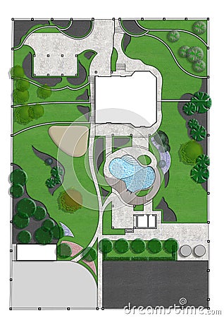 Landscaping master plan, 2d sketch Stock Photo