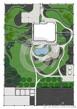 Landscaping master plan, 2d sketch Stock Photo