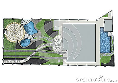 Landscaping master plan, 2d sketch Stock Photo