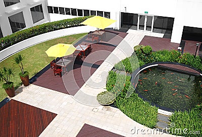 Landscaping, office courtyard garden Stock Photo