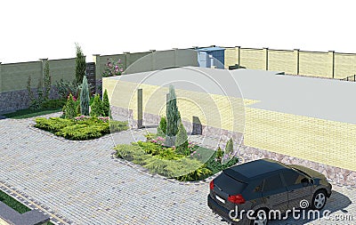 Landscaping plant groupings high angle view, 3D render Stock Photo