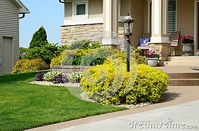 Landscaping and Retaining Wall Stock Photo