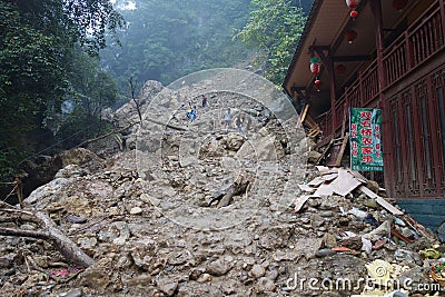 Landslide destroy Editorial Stock Photo