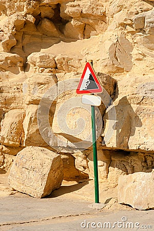 Landslide warning sign Stock Photo