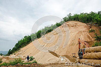 Landslides during in the rainy season,Thailand Editorial Stock Photo