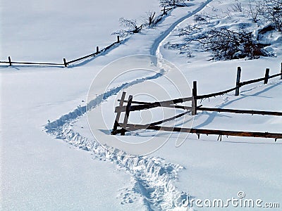 Lane in snow Stock Photo