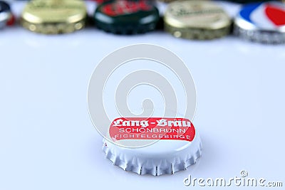 Lang-Brau Schonbrunn beer cap Editorial Stock Photo