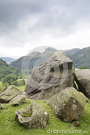 The Langdale Boulders, Lake District, England Stock Photo