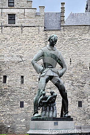 Lange Wapper statue of Steen Castle, Antwerp Editorial Stock Photo