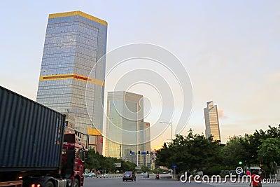 Langhao ( marriott ) hotel at sunrise in guangzhou Editorial Stock Photo