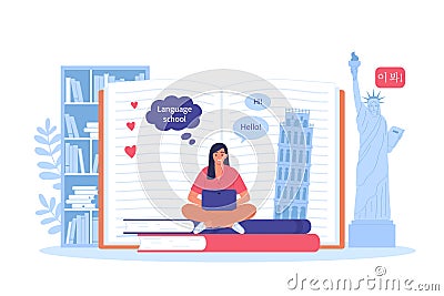 Language Course Composition Vector Illustration