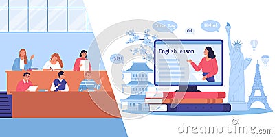 Language Course Flat Composition Vector Illustration