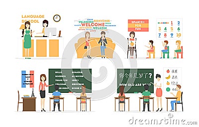 Language course set. Vector Illustration