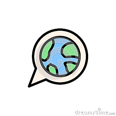 Language, Earth, bubble icon. Simple color with outline vector elements of knowledge icons for ui and ux, website or mobile Stock Photo