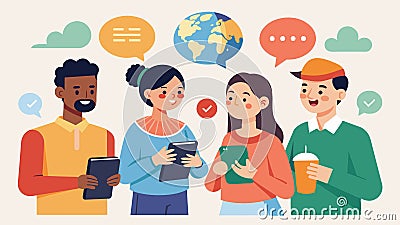 A language exchange program is organized to pair native speakers with those looking to learn a new language fostering Vector Illustration