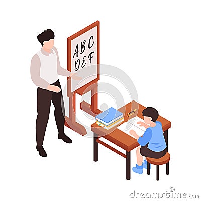 Language Home Schooling Composition Vector Illustration