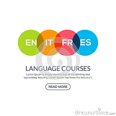 Language learn vector banner design. Language course english different speak logo concept Vector Illustration