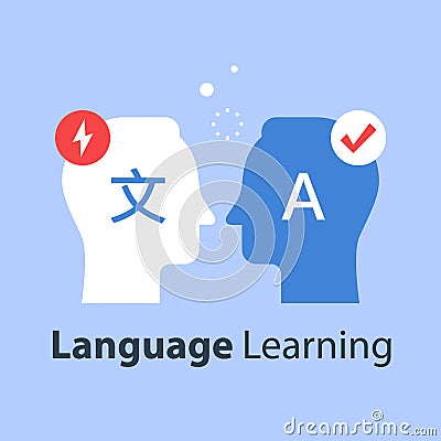 Language learning, translate concept, international communication, linguistics coarse Vector Illustration