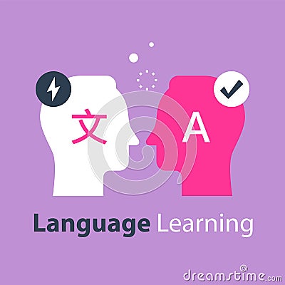 Language learning, translate concept, international communication, linguistics coarse Vector Illustration