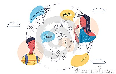 Language learning vector doodle concept Vector Illustration