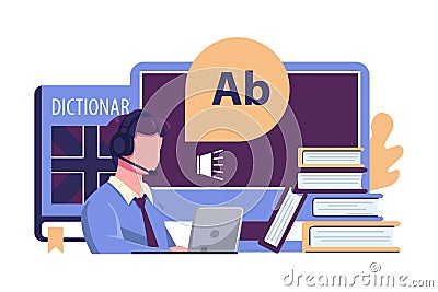 language online course, english course, online learning flat style illustration vector design Vector Illustration
