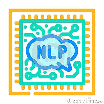 language processor chip nlp color icon vector illustration Vector Illustration