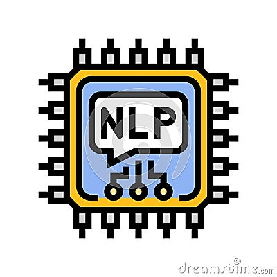 language processor chip nlp color icon vector illustration Vector Illustration