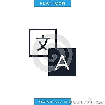 Language Translation Dictionary Icon Vector Logo Design Template Vector Illustration