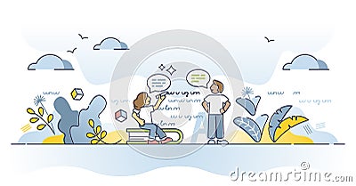 Language as writing or speaking communication knowledge scene outline concept Vector Illustration