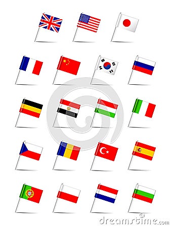 Languages Flag Set Vector Illustration