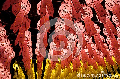 Lanna lanterns,Thai Style of Lanterns at Loi Krathong festival i Stock Photo