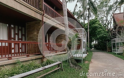 Lanna style houses with thai garden in Phuket Thailand Stock Photo