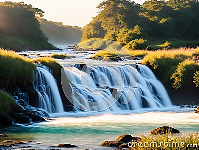 Coastal marshes Capture the motion of the waterfall with a slow shutter speed Soft made with generative ai Stock Photo